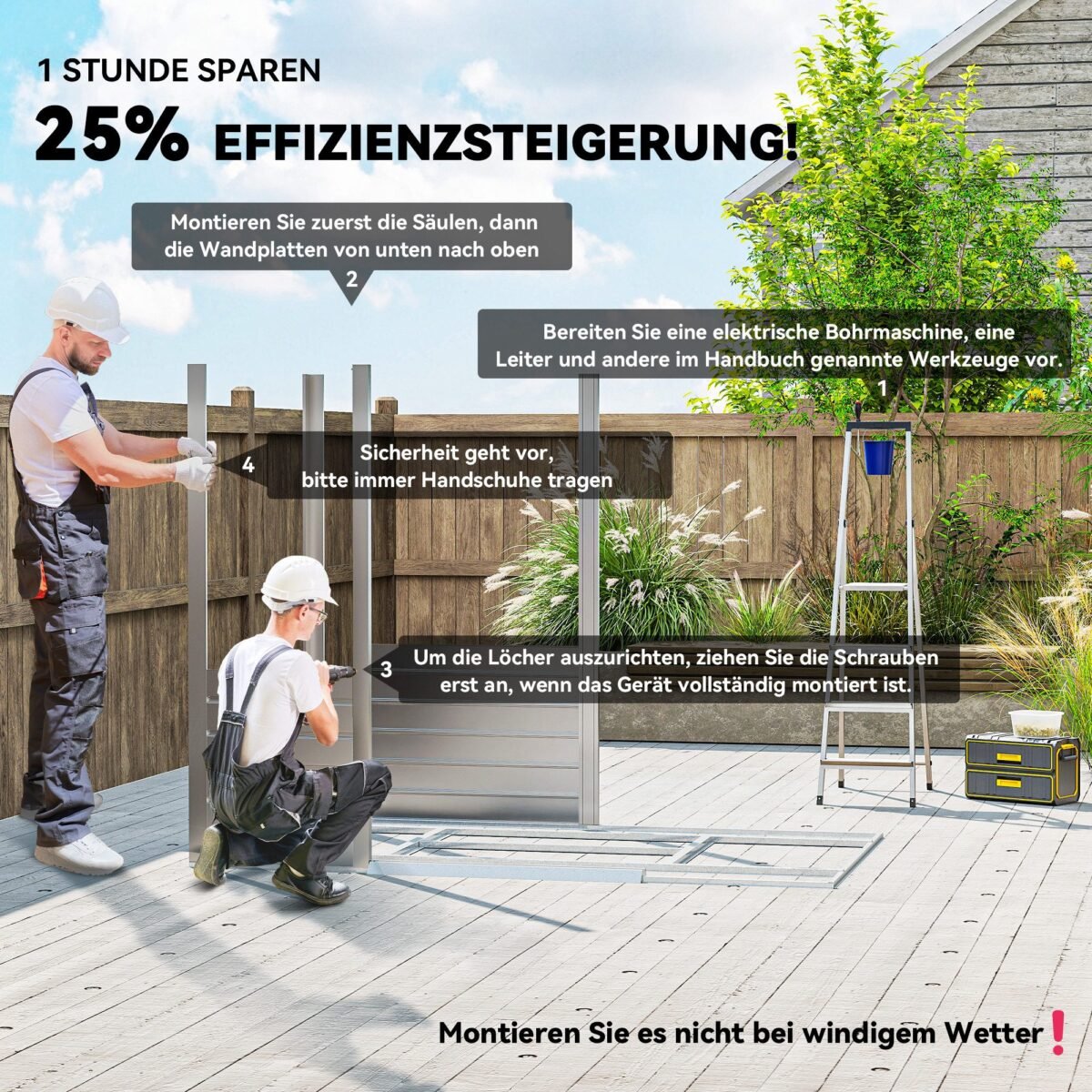 Sodo įrankių namelis su dvišlaičiu stogu ir rakinamomis stumdomomis durimis 2,43 m²