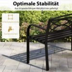 Metalinis lauko suolas su atlošu ir porankiais (Juoda)