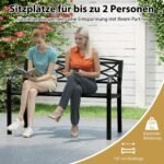 Metalinis lauko suolas su atlošu ir porankiais (Juoda)