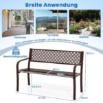 Metalinis sodo suoliukas 127 cm 360 kg su atlošu ir porankiais (Ruda)