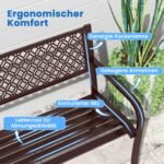 Metalinis sodo suoliukas 127 cm 360 kg su atlošu ir porankiais (Ruda)