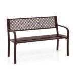 Metalinis sodo suoliukas 127 cm 360 kg su atlošu ir porankiais (Ruda)