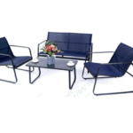 Sodo lauko baldų komplektas su sūpynių funkcija 4-vietis (Mėlyna)