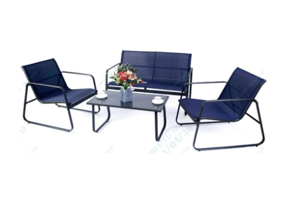 Sodo lauko baldų komplektas su sūpynių funkcija 4-vietis (Mėlyna)