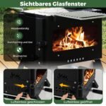 Nešiojama lauko krosnelė su virykle ir grotelėmis (Juoda)