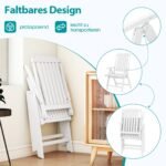 Sulankstoma lauko kėdė su medžio imitacija atspari oro sąlygoms (Balta)