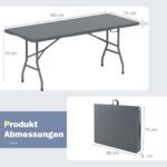 Sulankstomas lauko stalas 180x74 cm su HDPE stalviršiu (Pilka)