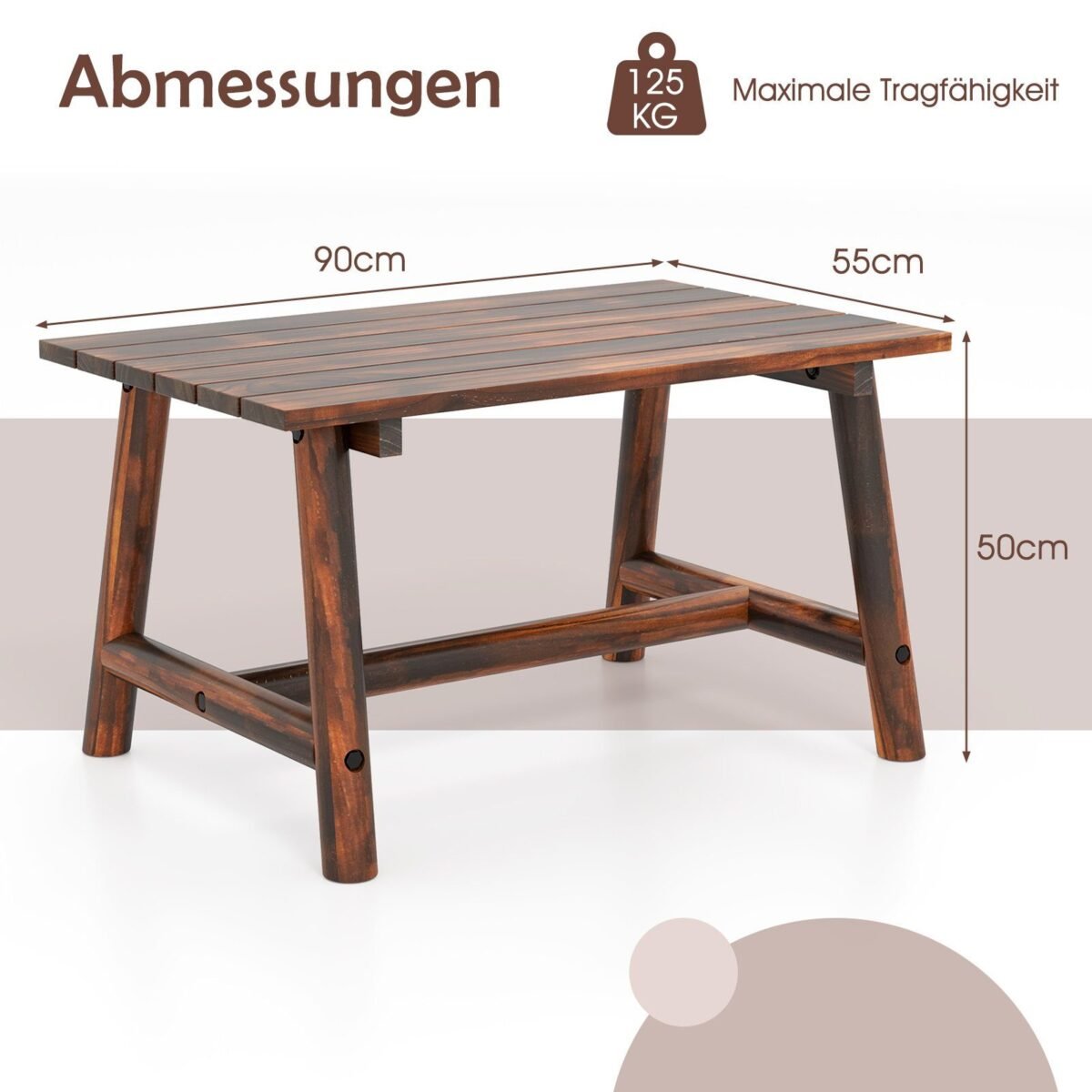 Stačiakampis lauko staliukas iš masyvmedžio (Ruda)