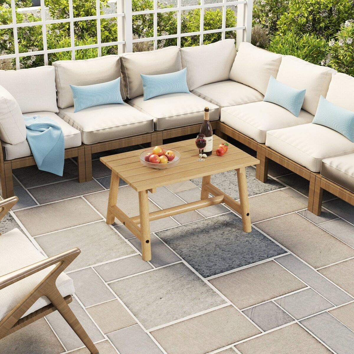 Stačiakampis masyvmedžio lauko staliukas (Natūrali)