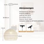 Pakabinamas šviestuvas reguliuojamo aukščio pintas iš popieriaus (Smėlio)