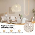 Pakabinamas šviestuvas reguliuojamo aukščio pintas iš popieriaus (Smėlio)