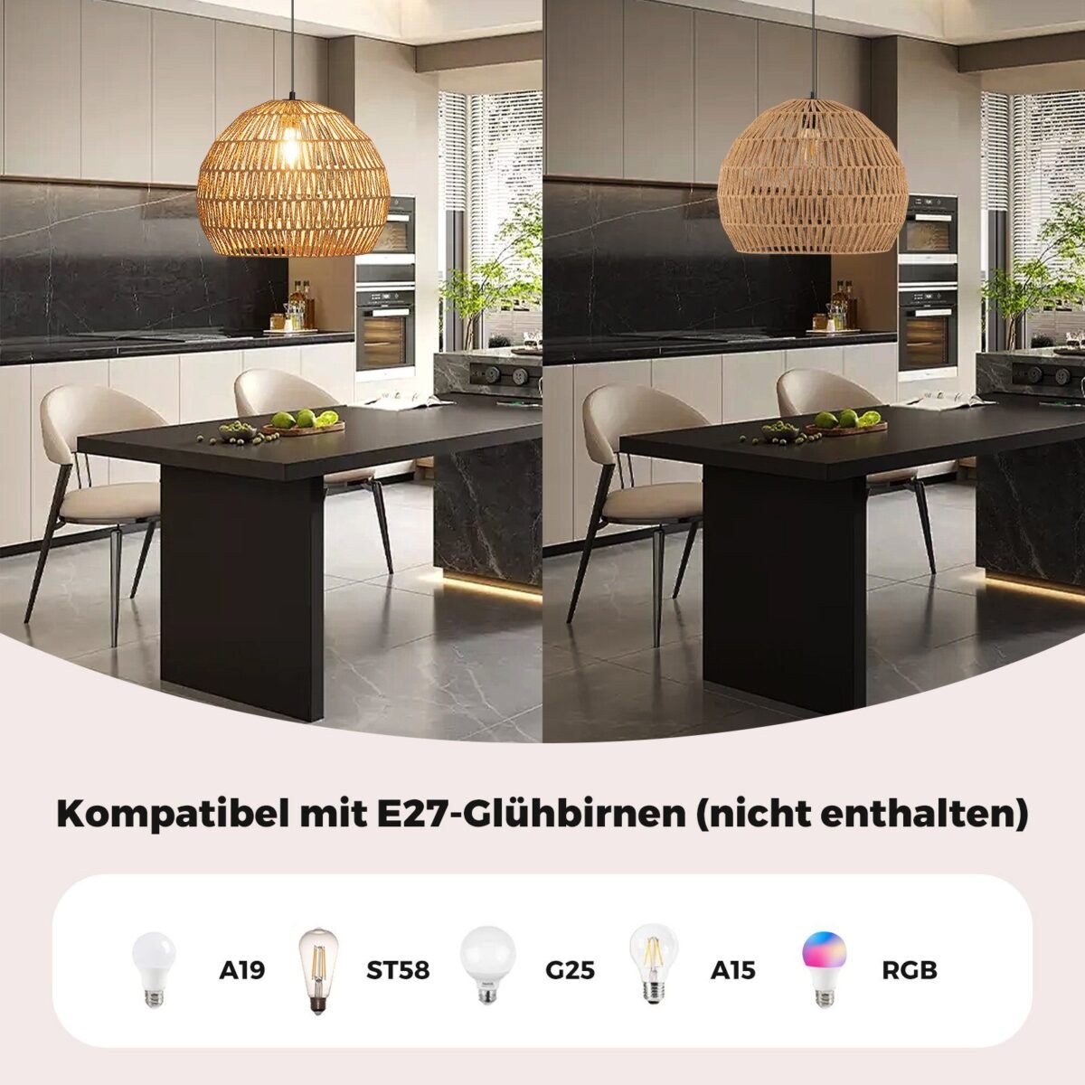 Rankomis austas pakabinamas šviestuvas su reguliuojamu aukščiu (Ruda)