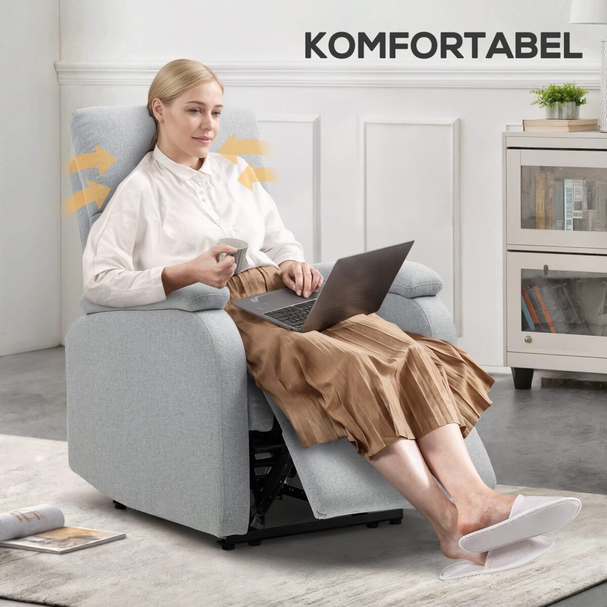 Reguliuojamas supamas fotelis su atlošu ir kojų atrama