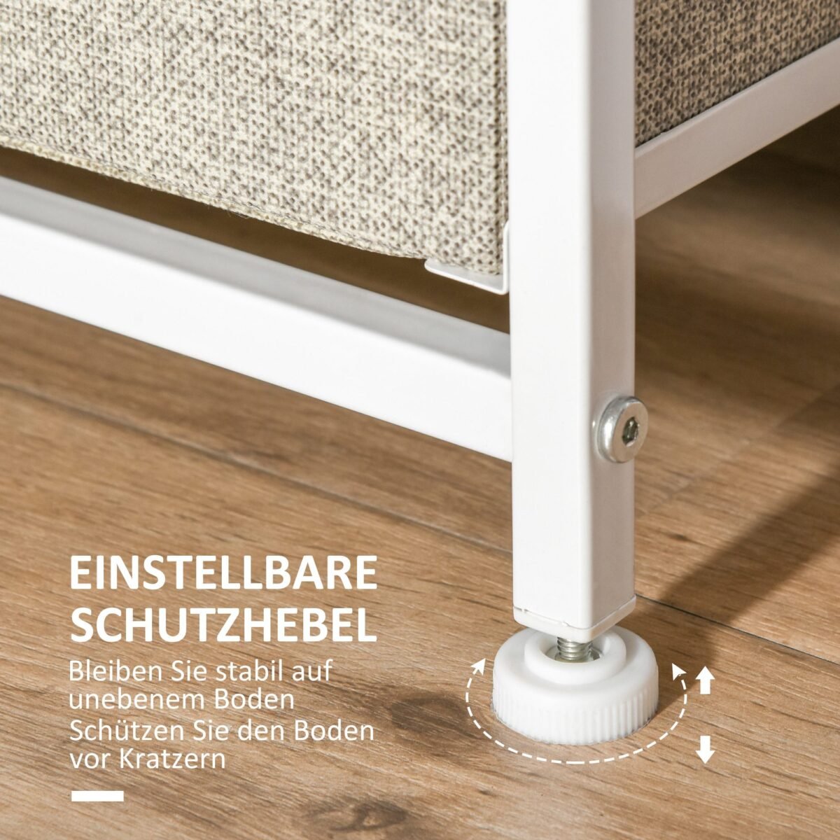 Komoda su metaliniu rėmu ir 7 sulankstomais medžiaginiais stalčiais