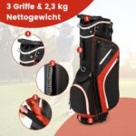 Golfo krepšys su 14 skyrių ir 6 kišenėmis (Raudona)