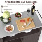 Grilio vežimėlis su nerūdijančio plieno stalviršiu ir erdviomis laikymo vietomis (Juoda)