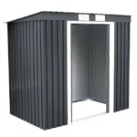 Sodo namelis su metaliniu pamatu 213x127x185 cm (Tamsiai pilka)