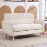 Kompaktiška aksominė dviejų vietų sofa