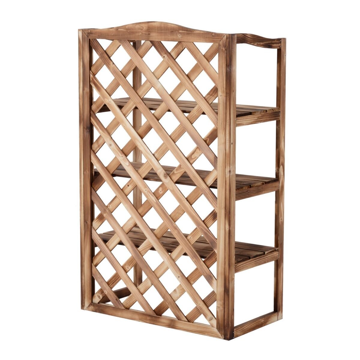 Trijų pakopų augalų lentyna iš kėnio medienos