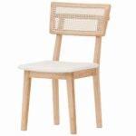 Valgomojo kėdė su rotango atlošu ir dirbtinės odos sėdyne