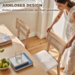 Valgomojo kėdė su rotango atlošu ir dirbtinės odos sėdyne