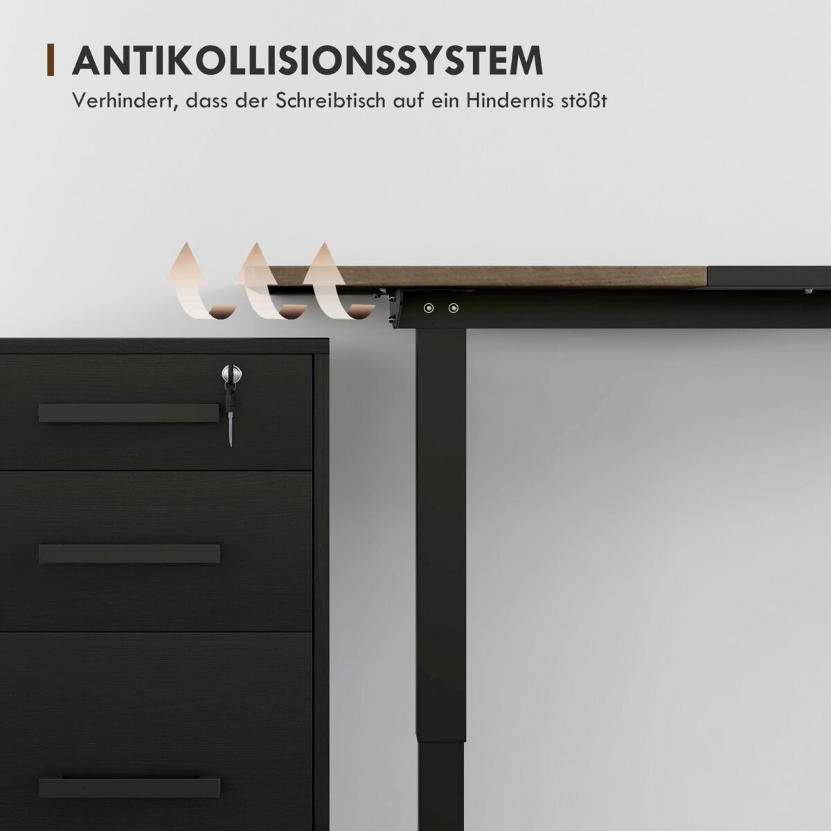 Elektrinis reguliuojamo aukščio stalas su 4 atminties nustatymais ir 4 dalių stalviršiu