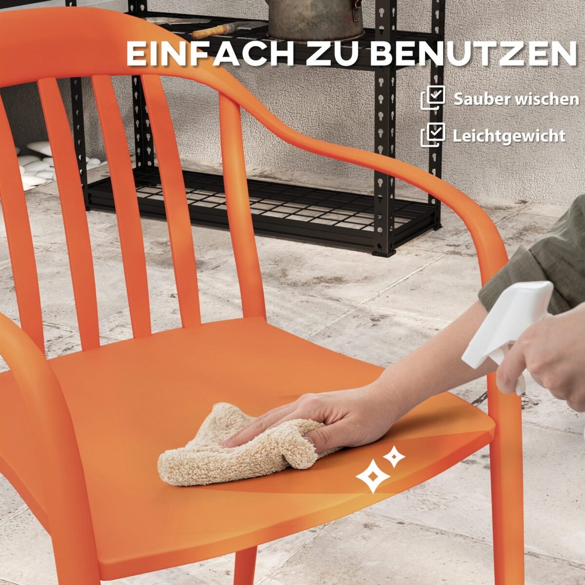 Sodo kėdžių komplektas (4 vnt.) su porankiais, atsparus oro sąlygoms