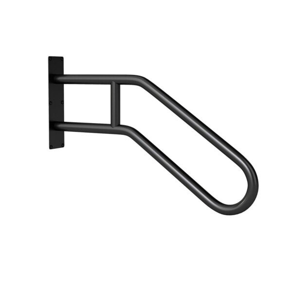 U formos laiptų turėklas su tvirta metalo konstrukcija (Juoda)