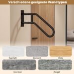 U formos laiptų turėklas su tvirta metalo konstrukcija (Juoda)