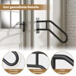 U formos laiptų turėklas su tvirta metalo konstrukcija (Juoda)