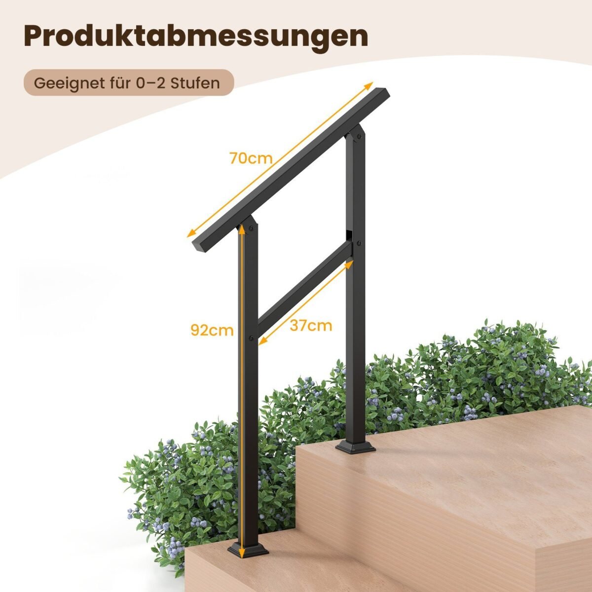 Laiptų turėklas su kampo reguliavimu 70 cm (Juoda)