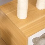 Kačių namelis su integruota draskykle ir minkštomis pagalvėlėmis