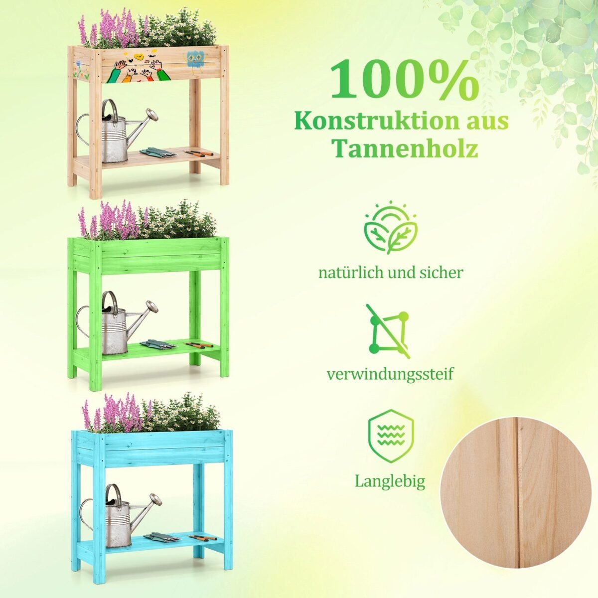 Aukšta lysvė su lentyna daržo reikmenims (Natūrali)