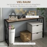 Industrinio stiliaus konsolinis staliukas su tvirtu metaliniu rėmu