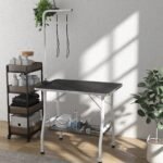 Šunų priežiūros stalas su reguliuojama rankena ir daiktadėže