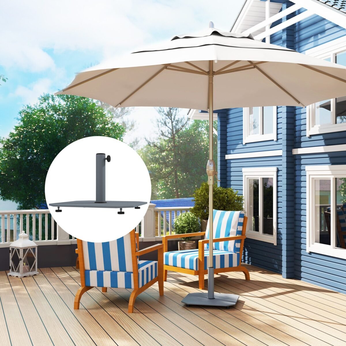 Kvadratinis metalinis skėčio stovas su reguliuojamu laikikliu 18,5 kg