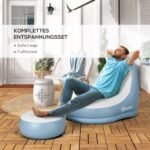 Pripučiamas krėslas su pufu ir gėrimų laikikliu