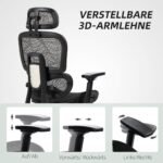 Ergonomiška biuro kėdė su reguliuojamu galvos atlošu ir atrama juosmeniui