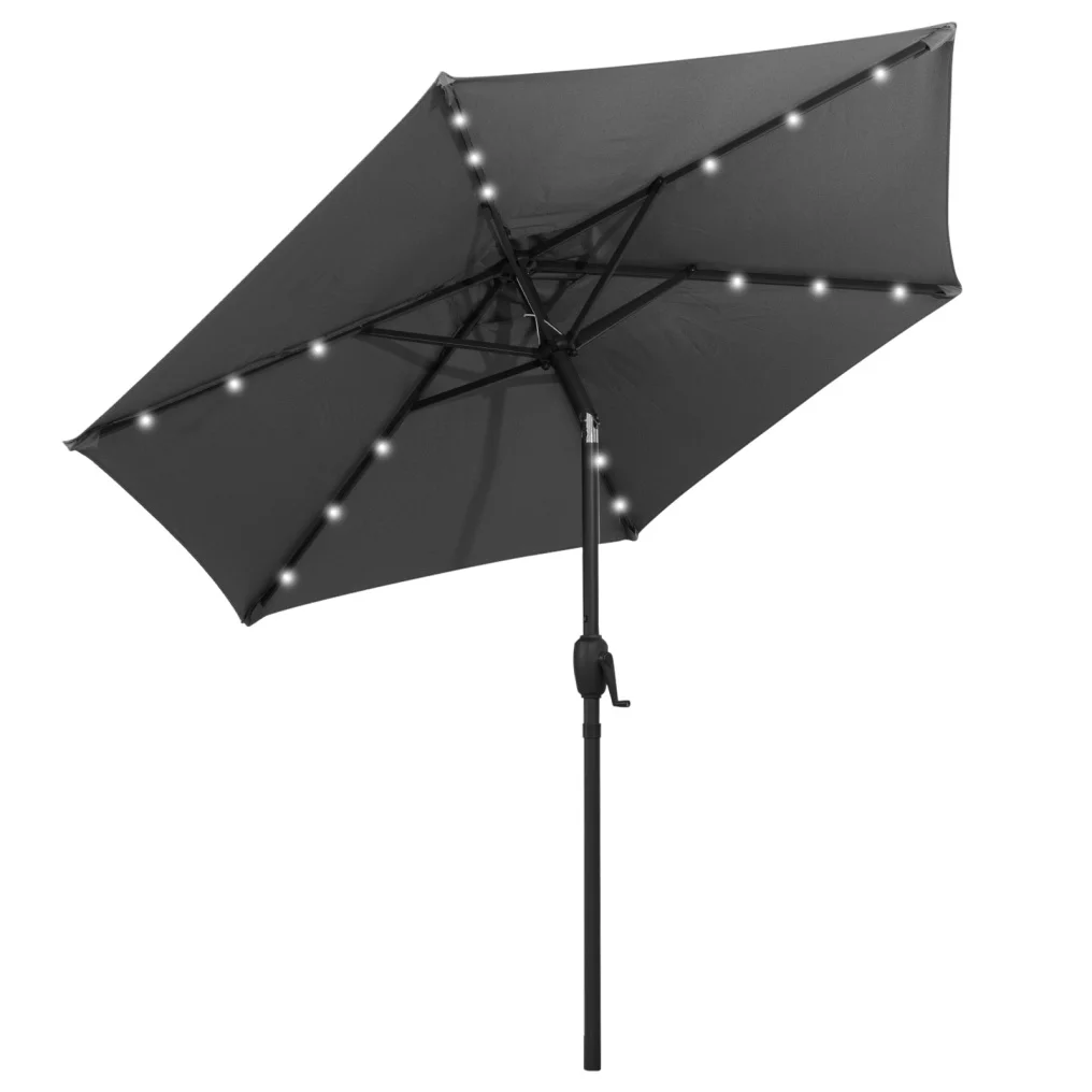 image_11861.jpg_big1016 Sodo skėtis nuo saulės su LED apšvietimu ir rankenėle 230 cm (Pilka)