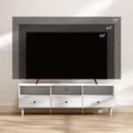 TV spintelė televizoriams iki 75 colių su 3 atviromis lentynėlėmis ir 3 stalčiais