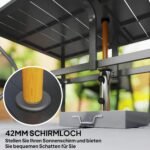 Lauko stalas 150x90 cm, cinkuoto plieno, su skėčio anga