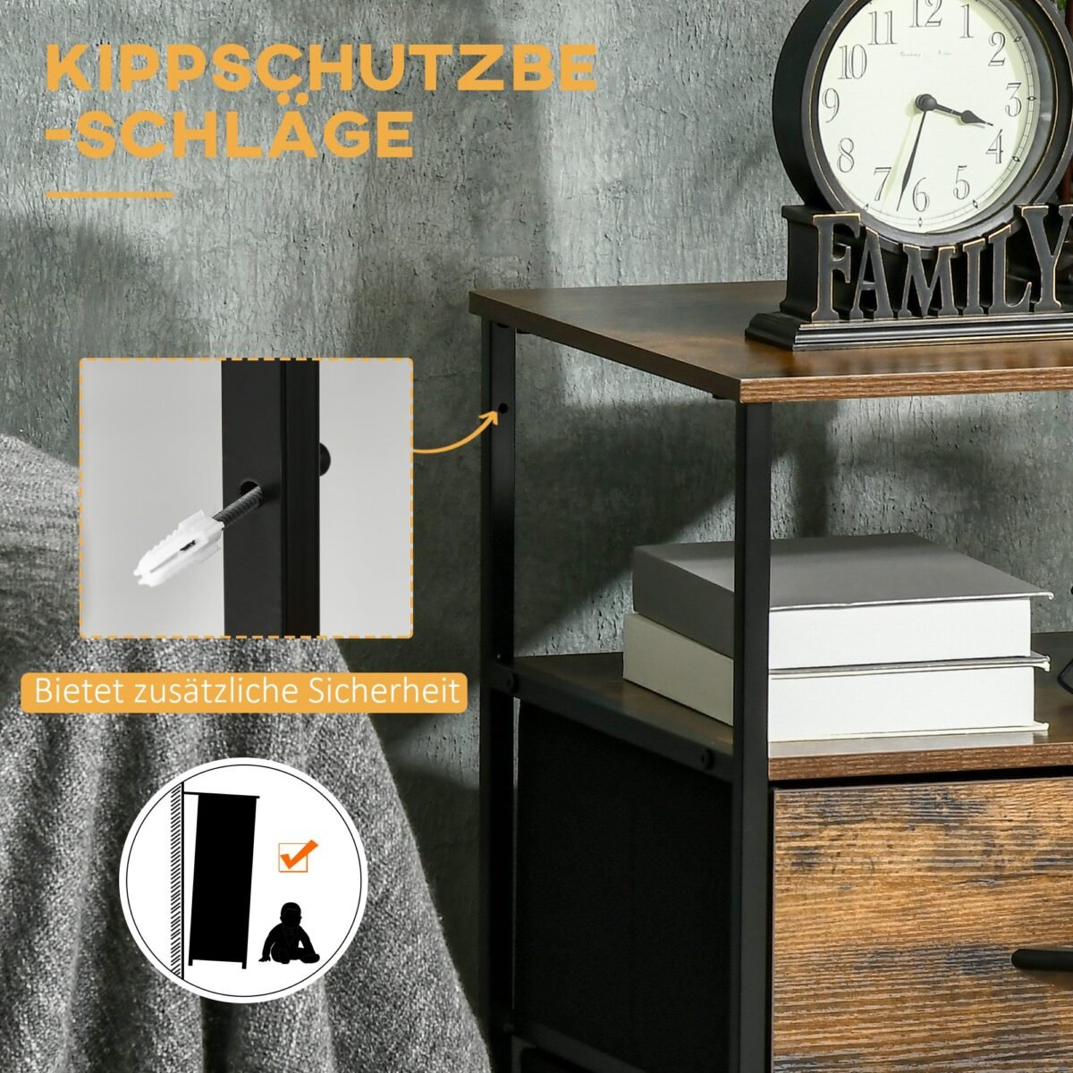 Laikymo spintelė su tekstiliniais stalčiais ir plieniniu rėmu