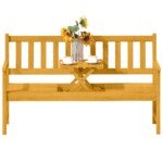 2-vietis akacijos medienos sodo suoliukas su išskleidžiamu staliuku