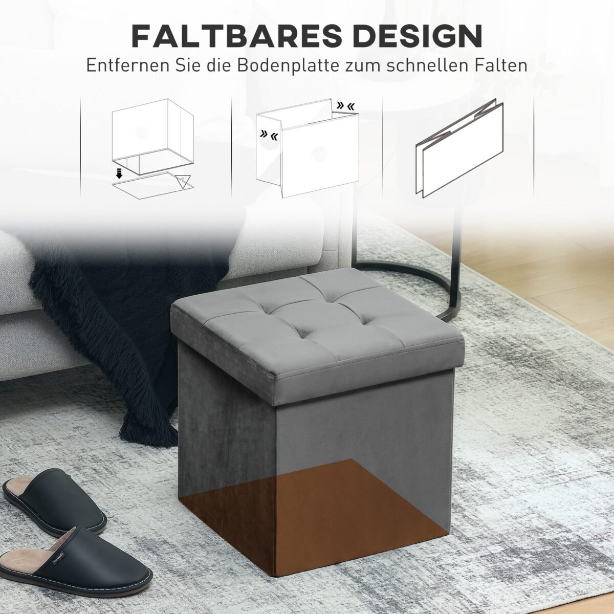 Sulankstomas pufas su daiktadėže