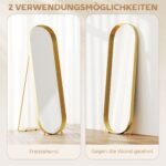 Pastatomas viso kūno veidrodis su metaliniu rėmu 160 x 50 cm