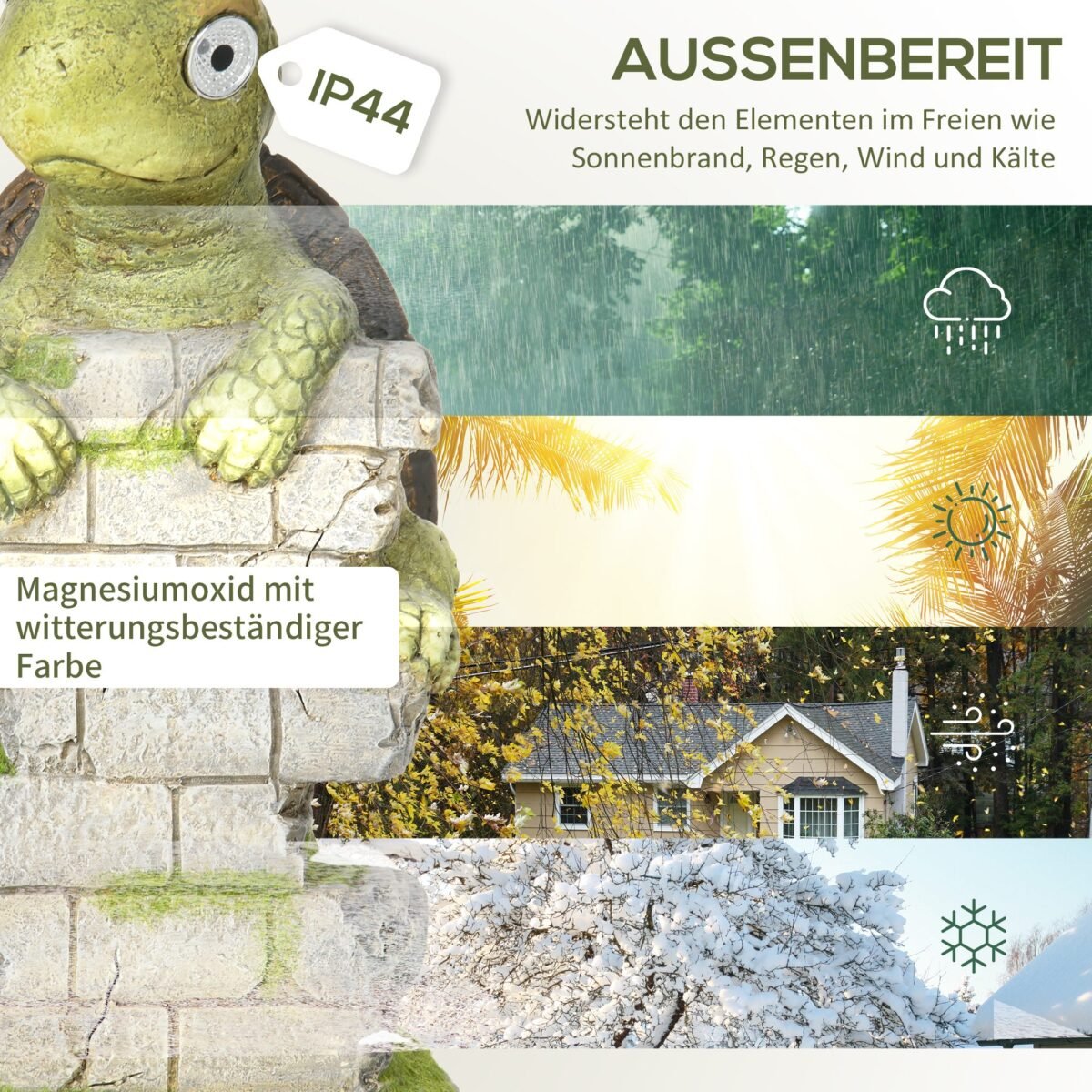 Sodo figūrėlė „Kopiantis vėžlys“ su saulės apšvietimu