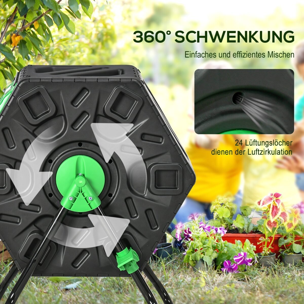 65 litrų pasukamas termokomposteris