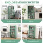 Virtuvės stovas su ratukais ir atverčiamomis durelėmis (Žalia)