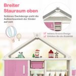 Vaikiška drabužių kabykla su namelio formos lentynomis (Rožinė)