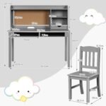 Vaikiškas rašomasis stalas su kėde ir didele plokšte (Pilka)